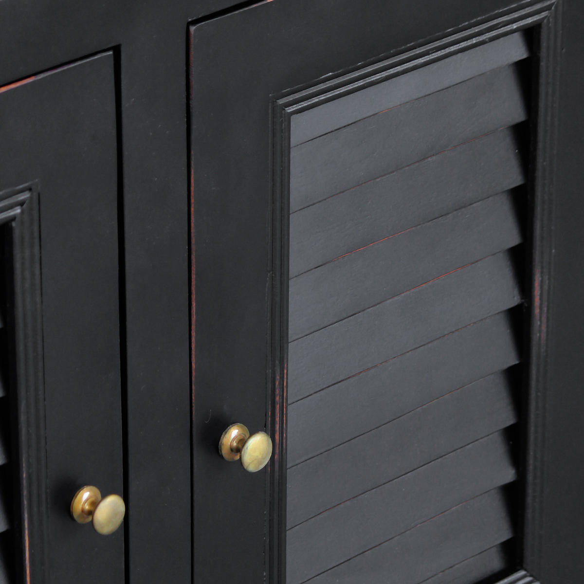 SIDEBOARD - Mango massiv, mit 3 türen - Schwarz, Holz (140/90/40cm) - home24