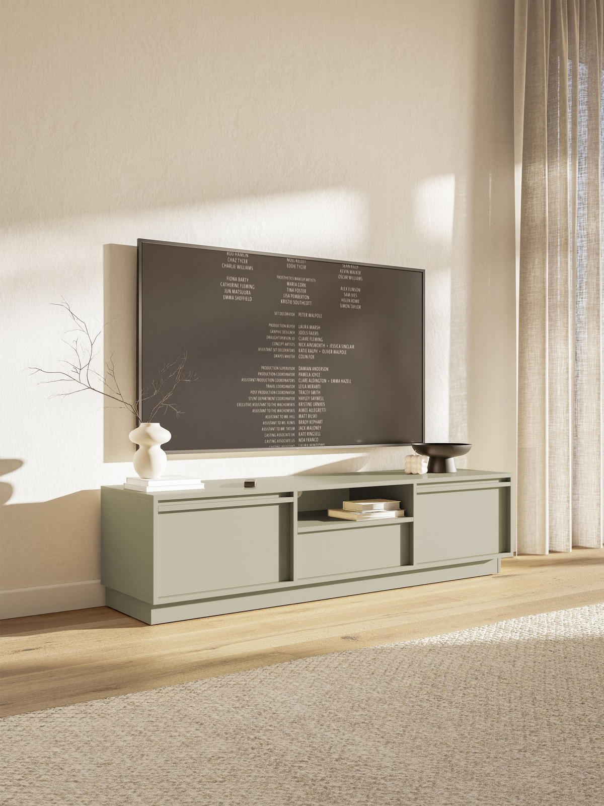 TV-MÖBEL Evo Greige 154 cm - Kaschmir, Holzwerkstoff (154/39.4/39cm) - Selsey