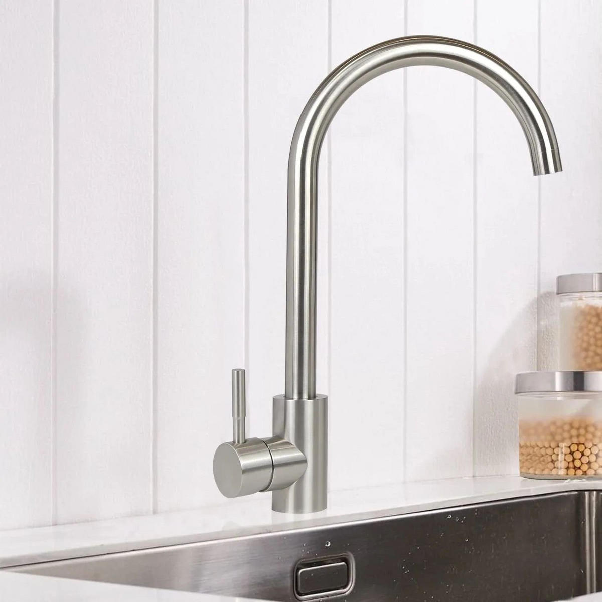 WASCHTISCHARMATUR Gislans 4.1/33.3/21.5 cm - Silberfarben, Metall (4.1/33.3/21.5cm) - ZMH