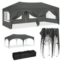 FALTPAVILLON –Grau– 3×6 m, UV-beständig und wasserdicht, mit 6 Seitenteilen - Grau, Metall (293/265/583cm) - Kaket