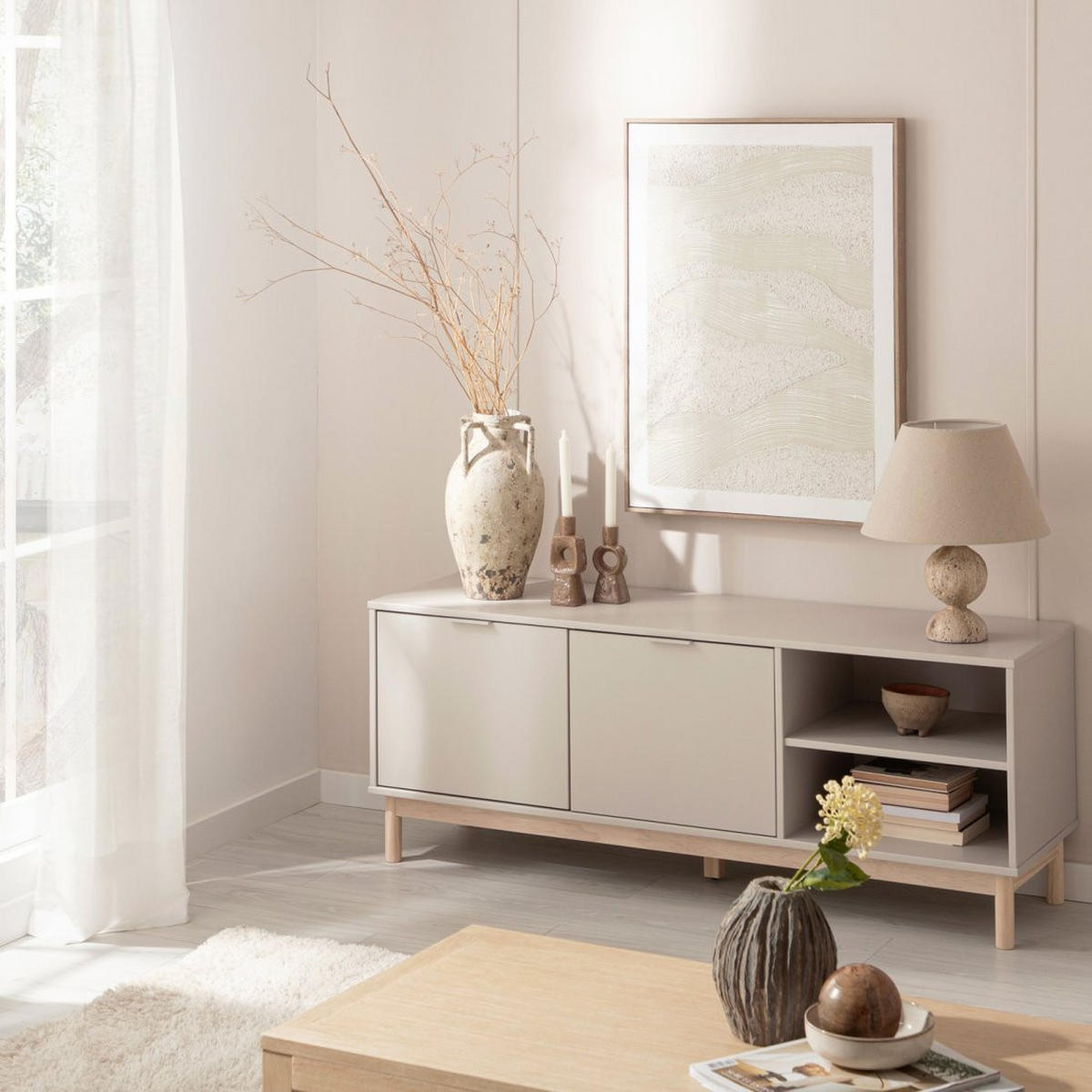 TV-ELEMENT Elian Grau 140 cm x 53 cm - Grau, Holzwerkstoff (140/53/38cm)