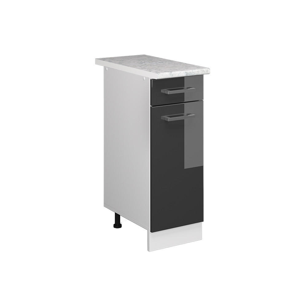 KÜCHENSCHRANK R-Line Anthrazit Hochglanz 30 cm, AP Marmor - Schwarz Hochglanz/Anthrazit, Holzwerkstoff (30/81.6/60cm) - Vicco