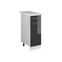 UNTERSCHRANK R-Line Anthrazit Hochglanz 30 cm mit Schublade mit Arbeitsplatte - Schwarz Hochglanz/Weiß, Holzwerkstoff (30/81.6/60cm) - Vicco