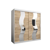 SCHWEBETÜRENSCHRANK 200/200/62 2-türig - Silberfarben/Weiß, Holz/Kunststoff (200/200/62cm) - Abiks Möbel