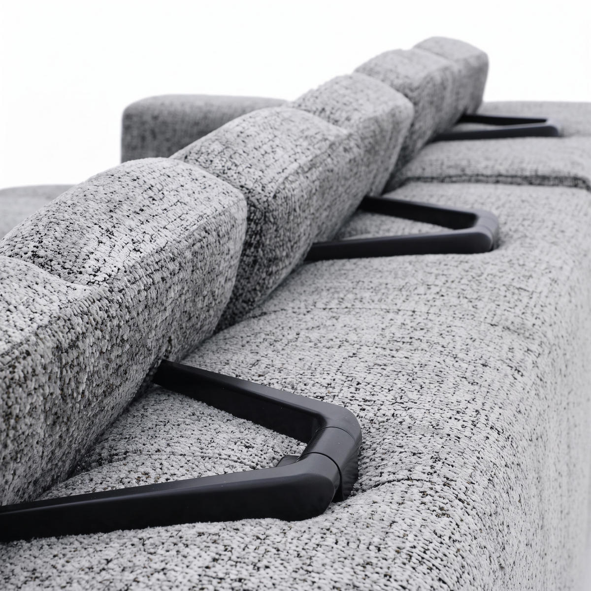 ECKSOFA TENDER Links mit Schlaffunktion und Verstellbare Kopfstützen, Chenille grau - Schwarz/Grau, Holz/Kunststoff (315/176cm) - Muffo