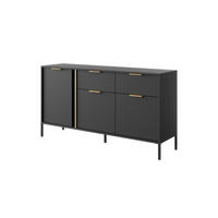 SIDEBOARD LARS Schwarz 153x40x81 cm - Schwarz, Holzwerkstoff (153/81/40cm) - FURNLUX