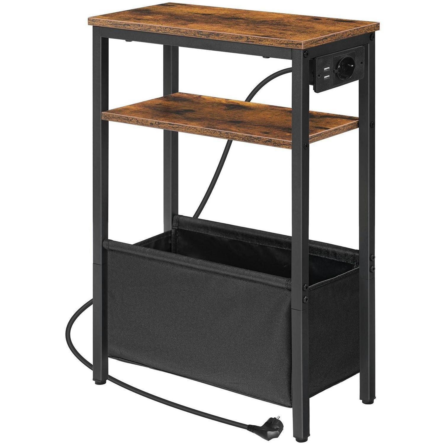 BEISTELLTISCH mit Ladestation und Stauraum 40 x 20 x 60 cm Rustikales Braun - Braun, Holzwerkstoff (20/40/60cm)