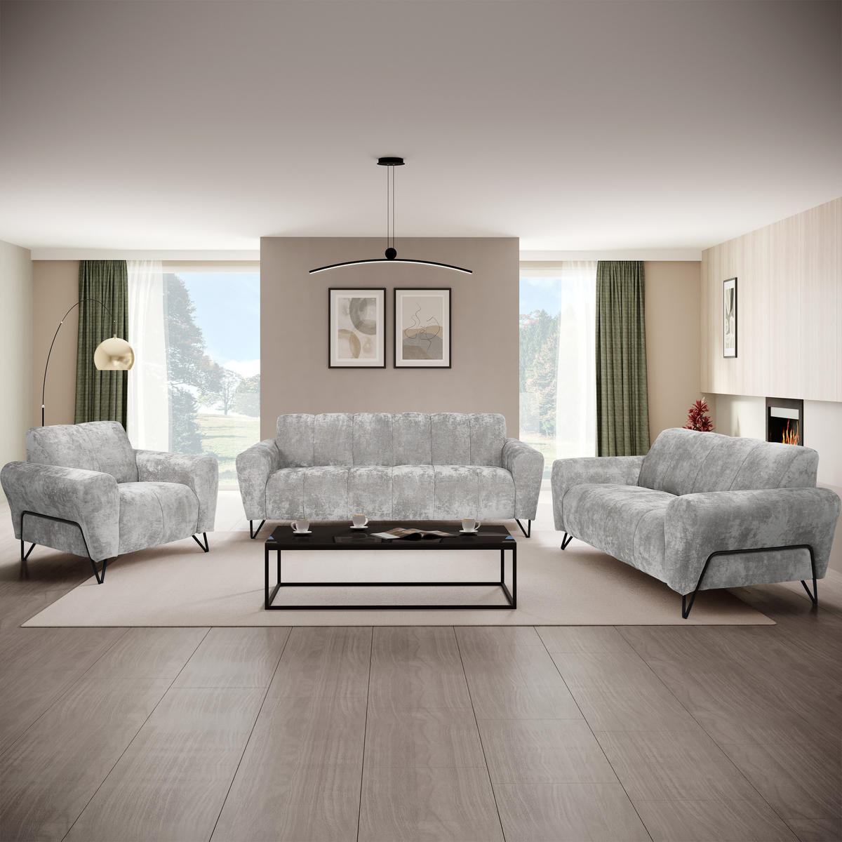 2-SITZER SOFA Volare hellgrau - Hellgrau/Schwarz, Textil/Metall (160/83/98cm) - Beautysofa