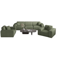 SOFASET Celes Premium 3-1-1 Stoff Scala - Jadegrün, Holzwerkstoff/Textil (225/73/88cm) - Fun Möbel
