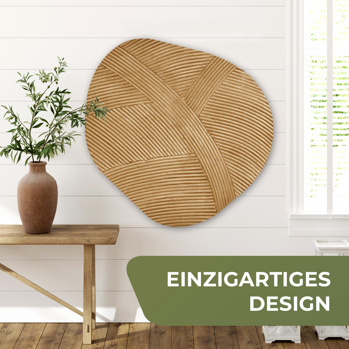 WANDBILD Struktur - Natur - Kunst - Rattan 90x90 cm - Naturfarben, Kunststoff (90/90cm) - MuchoWow