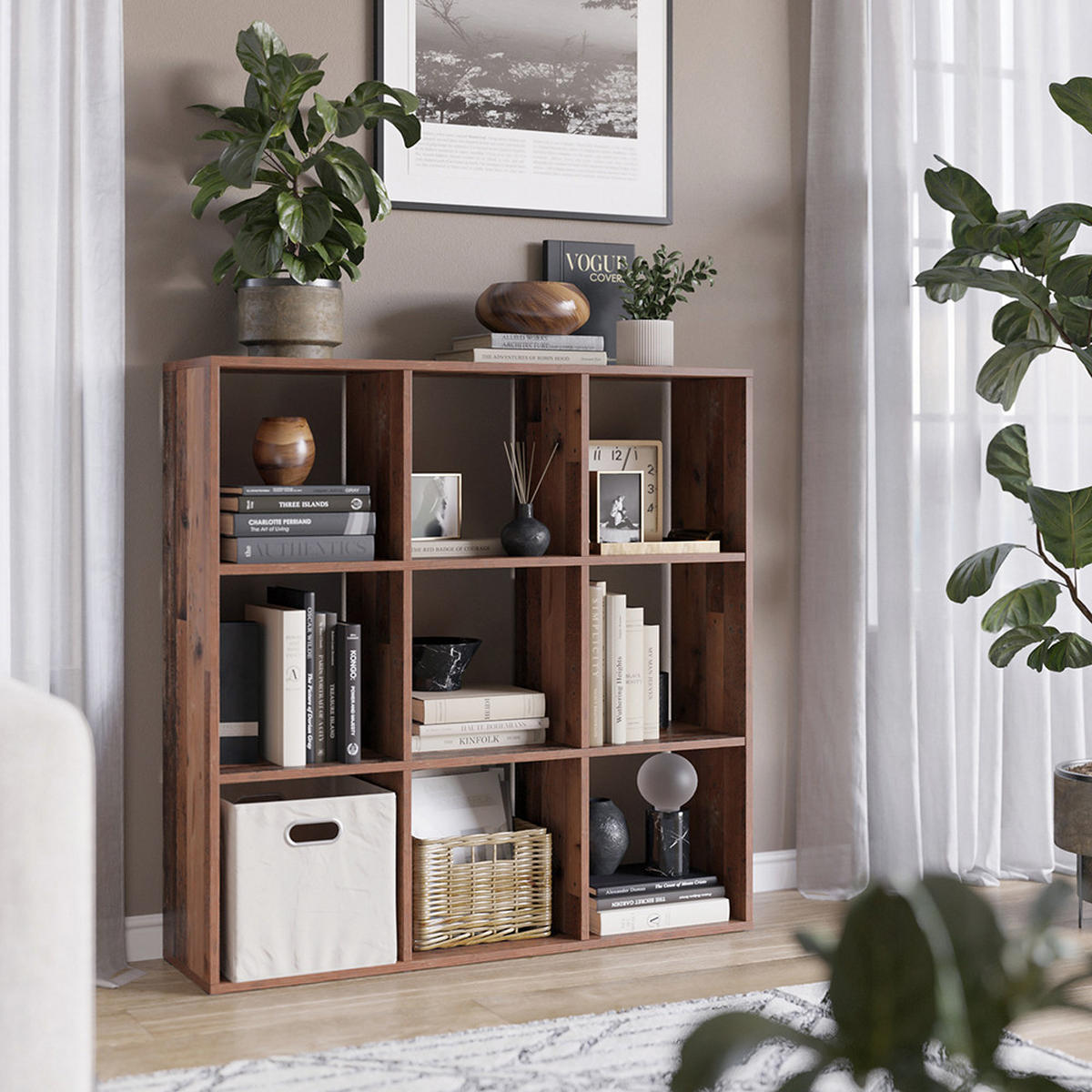 RAUMTEILER Nove Antikholz 104 x 108 cm - Alteiche, Holzwerkstoff (104/108/29cm) - Vicco