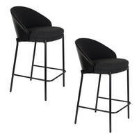 BARHOCKER Rodin Rückenlehne 65 cm Bouclé Schwarz - 2 er Set - Schwarz, Kunststoff (53/87/50cm) - Dutchbone