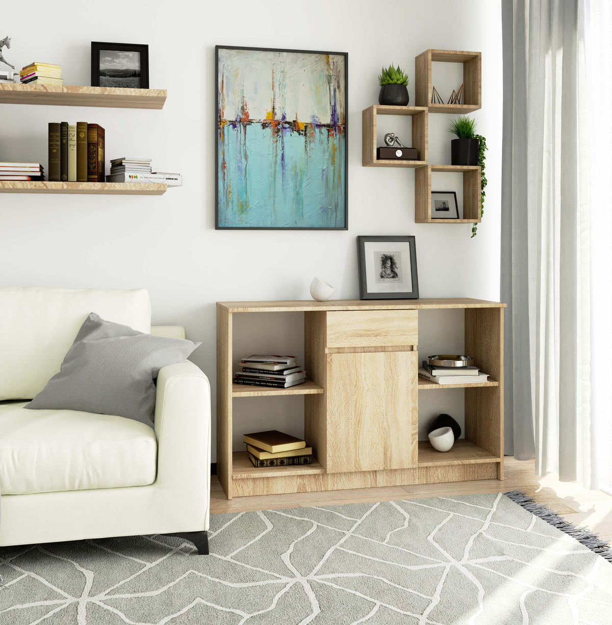 KOMMODE Sonoma Eiche 120x40x77 cm - Sonoma Eiche, Holzwerkstoff (120/77/40cm) - Akord