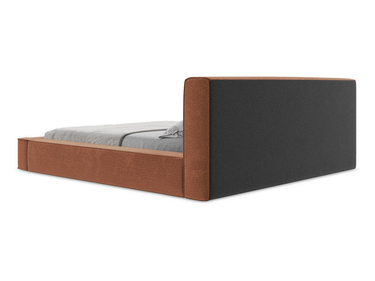 POLSTERBETT mit Bettkasten und Lattenrost 180x240 Orange - Terra cotta/Schwarz, Kunststoff/Textil (140/200cm) - Makamii