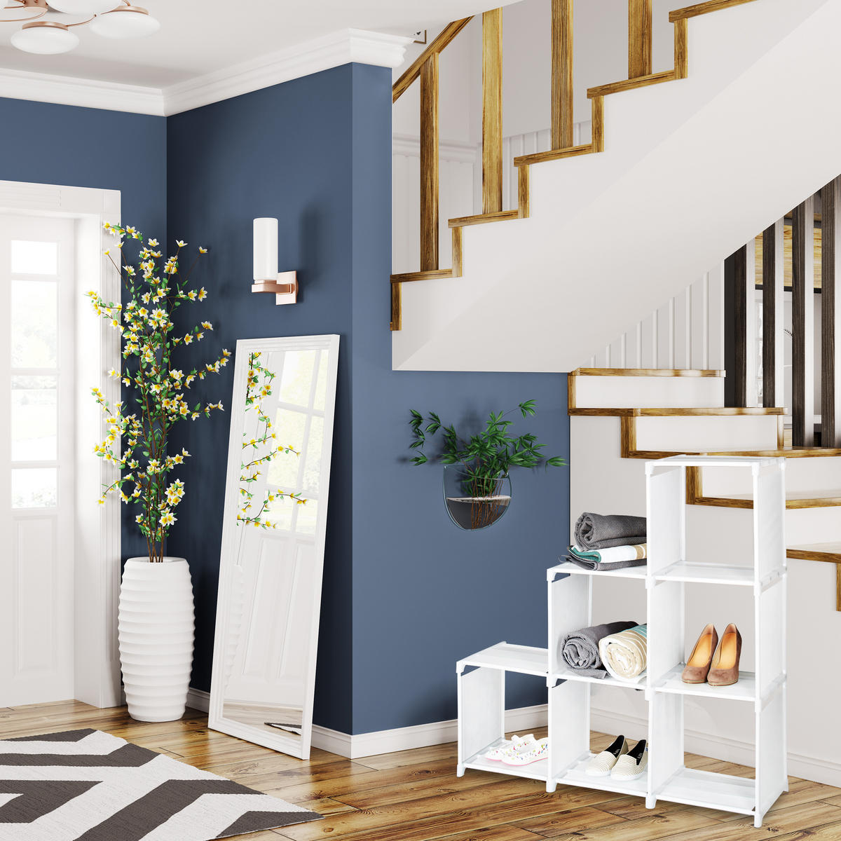 STUFENREGAL - Weiß, Textil (106/109/30cm) - Relaxdays