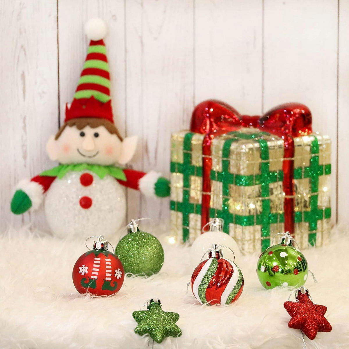 WEIHNACHTSKUGELN 35-teiliges Set 5 cm Kunststoff Rot Grün Weiß - Multicolor, Kunststoff (5/5/5cm)