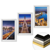 WANDBILDER 3er-Set - 40x60 cm Weißer Rahmen - Städte bei Nacht, Brücken, Flüsse - Weiß, Kunststoff (40/60cm) - ArtPrintCave