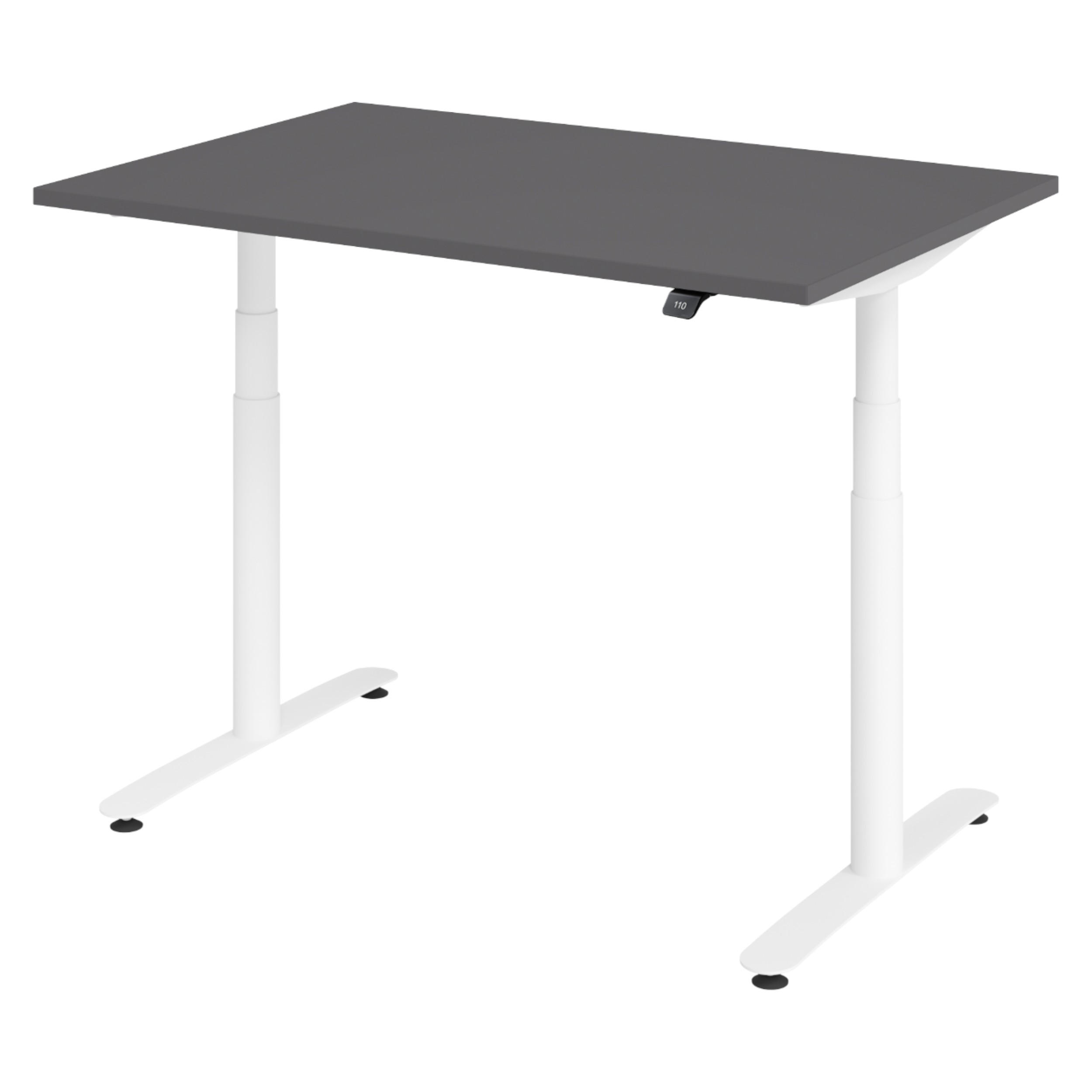 SCHREIBTISCH elektrisch Bluetooth & App XDLR 120/80/72 cm in Graphitfarben/Weiß - Graphitfarben/Weiß, Holzwerkstoff (120/80/72cm) - bümö