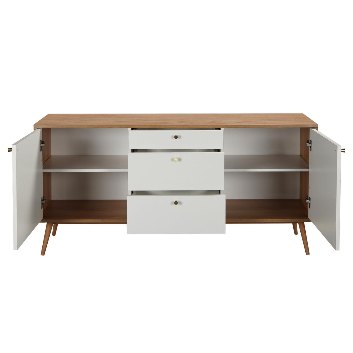 SIDEBOARD, Weiß - Weiß, Holzwerkstoff (40/75/150cm) - Oviala