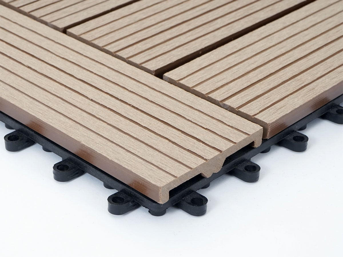WPC BODENFLIESE 11x 30x30cm Basis Teak versetzt - Teakfarben, Kunststoff (30/30/2cm) - BERLINLODGE