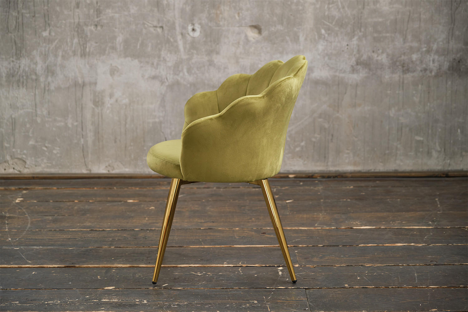ESSZIMMERSTUHL CARLA Grün Velvet - Goldfarben/Grün, Textil (65/79/58cm) - KAWOLA