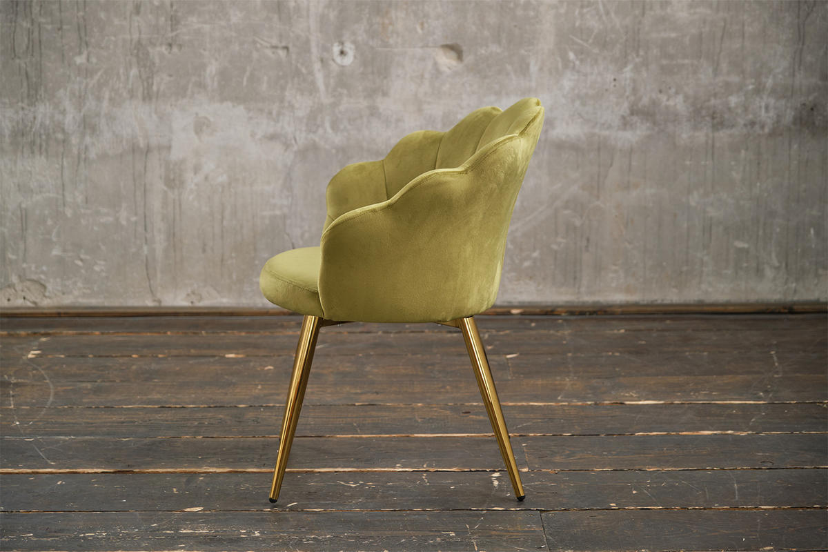 ESSZIMMERSTUHL CARLA Grün Velvet - Goldfarben/Grün, Textil (65/79/58cm) - KAWOLA