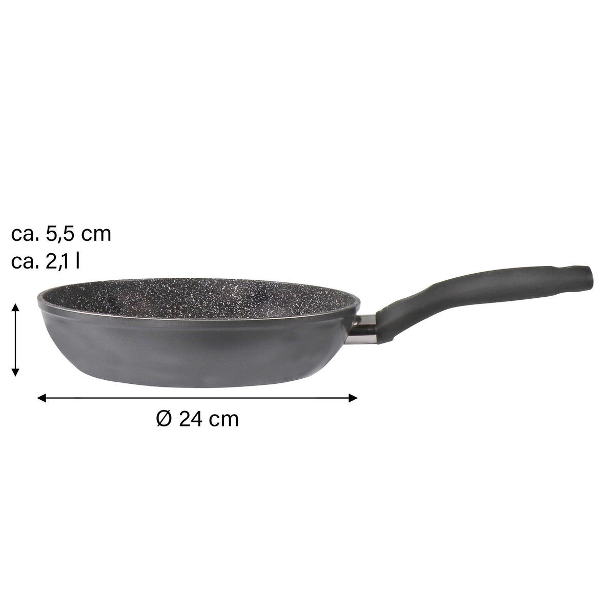 BRATPFANNE - Schwarz, Metall (24cm) - Stoneline