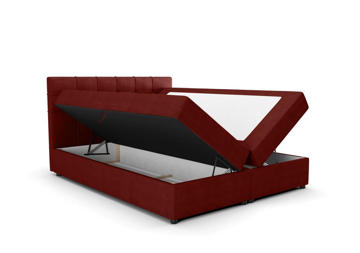 BOXBETT KIDA mit Matratze H3, Bonell und Topper 160x200 Curio 57 - Rot, Textil (160/200cm) - Bedante