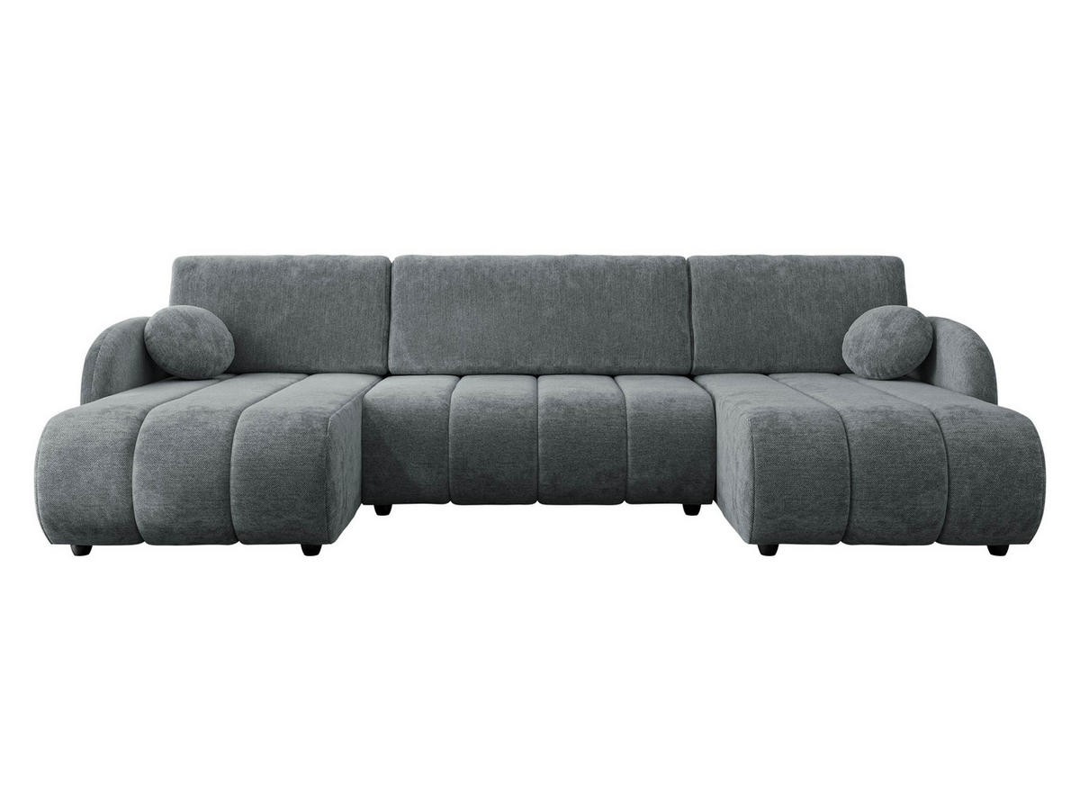 WOHNLANDSCHAFT Zara LC2rLC - Schwarz/Grau, Holz/Kunststoff (318/88/160cm) - MIRJAN24