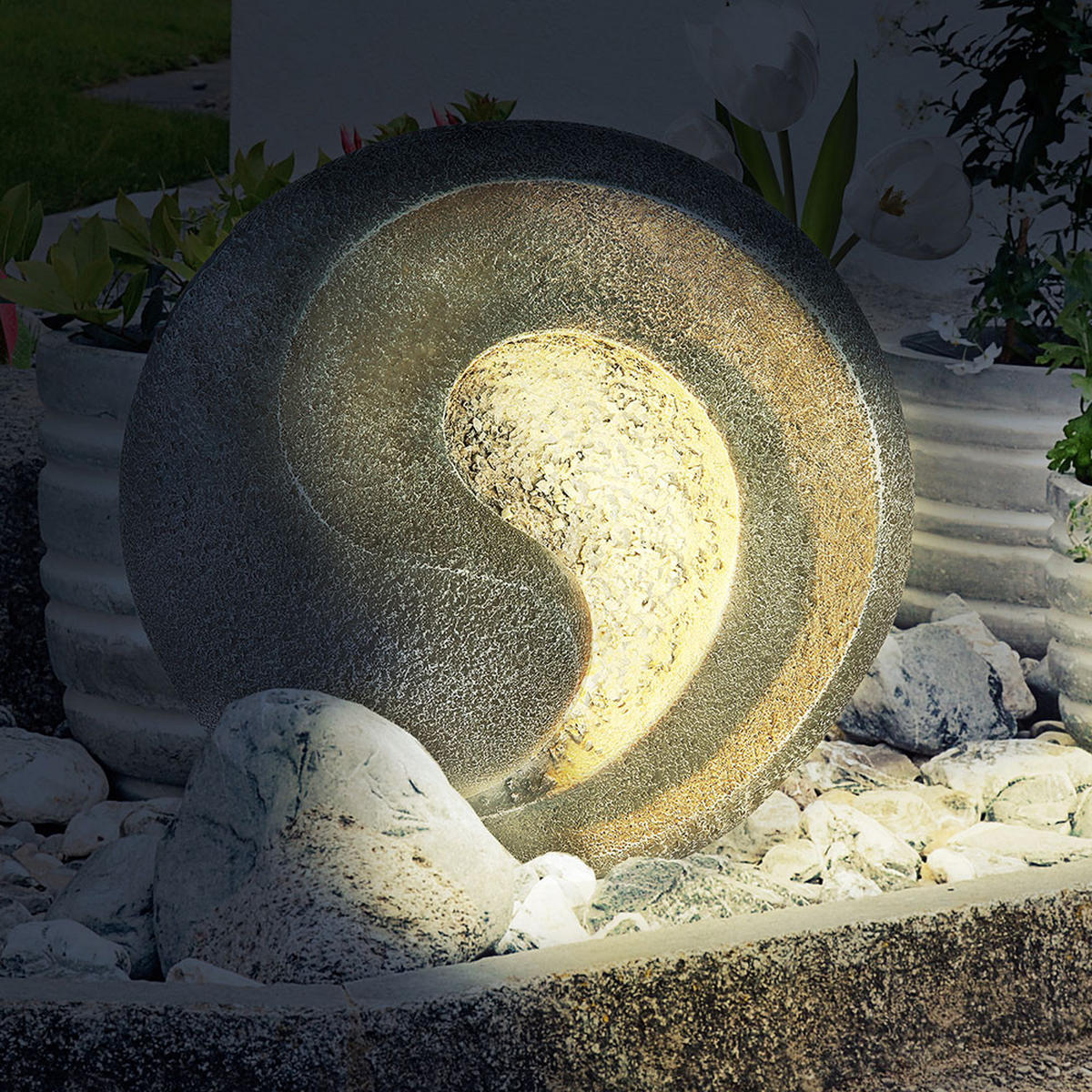 LED AUSSENLEUCHTE Solarleuchte Skulptur Grau - Grau, Kunststoff (29.5/11/29cm) - Globo Lighting