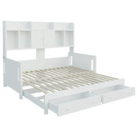 AUSZIEHBETT 90/180/190 cm DE-32643 mit LED und Steckdose Weiß - Weiß, Holz (90/190cm) - ComfortXL
