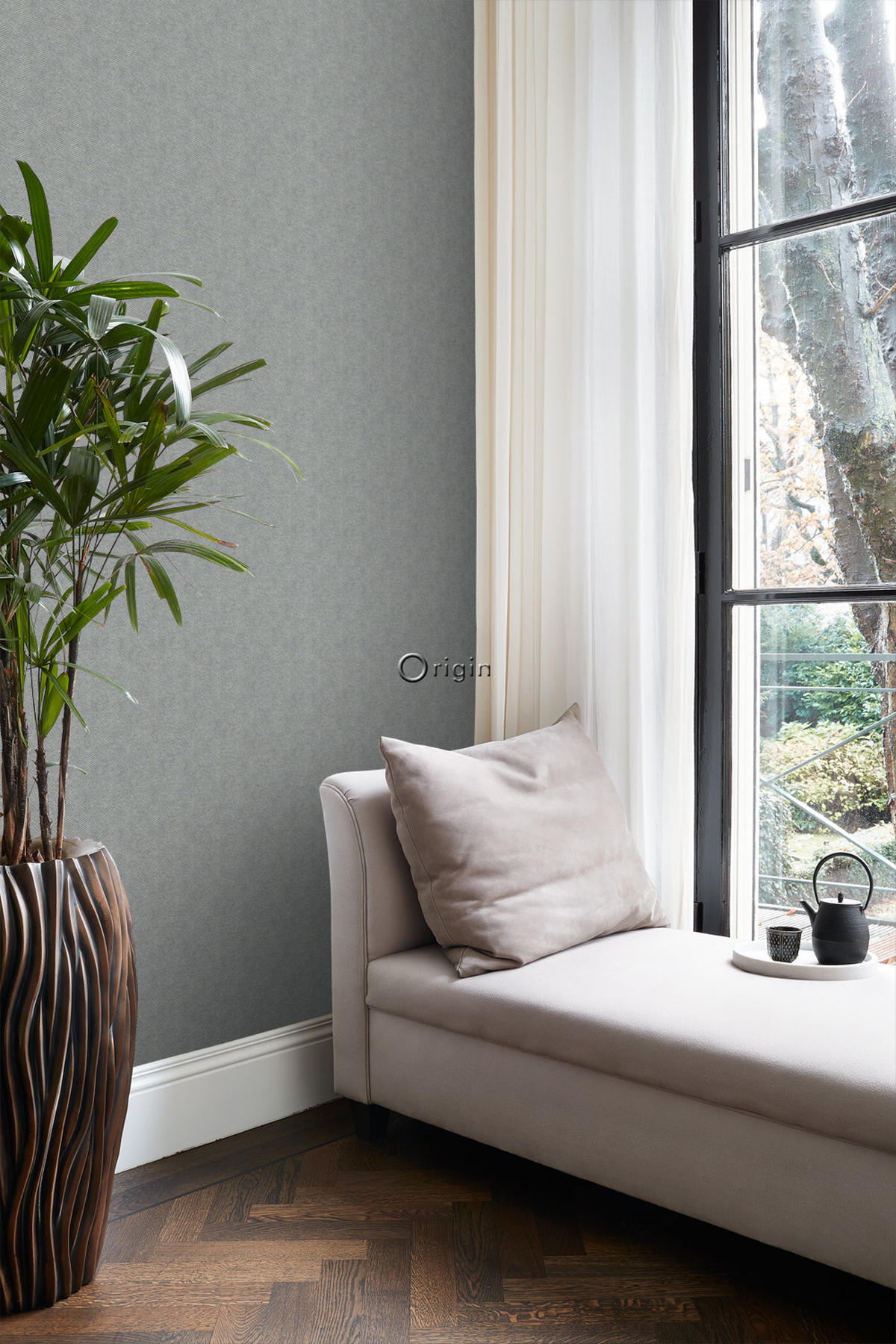 TAPETE Fischgrätmuster 53 cm x 10.05 m - Blau, Papier (53/1000cm) - Origin Wallcoverings