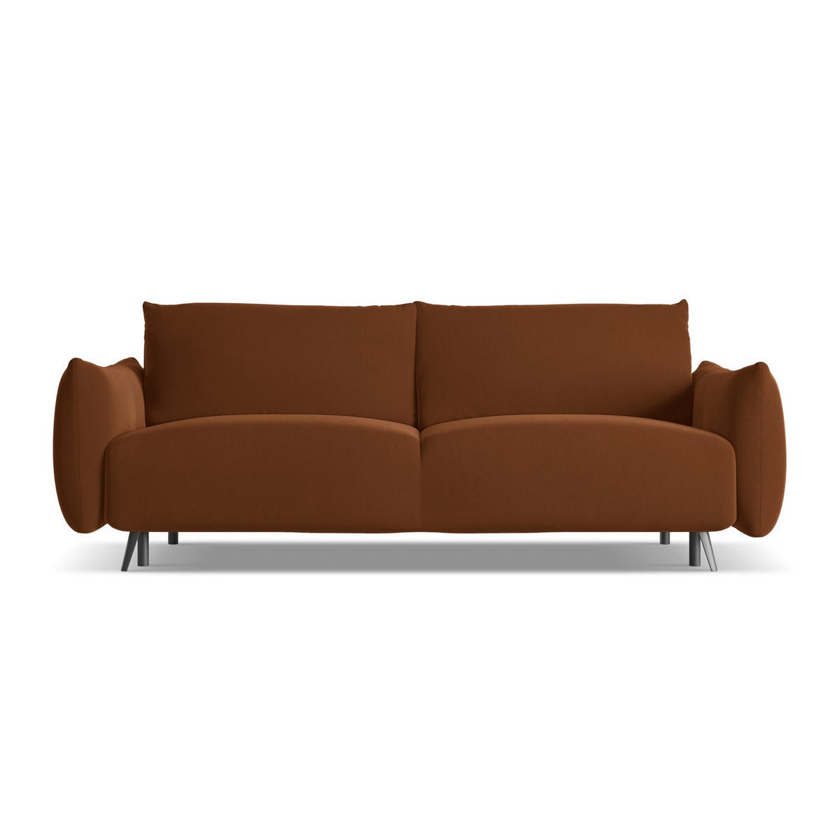 3-SITZER SOFA mit Schlaffunktion Samt Stoff Orange - Terracotta/Schwarz, Textil/Metall (230/86/105cm) - LaMiaSofa