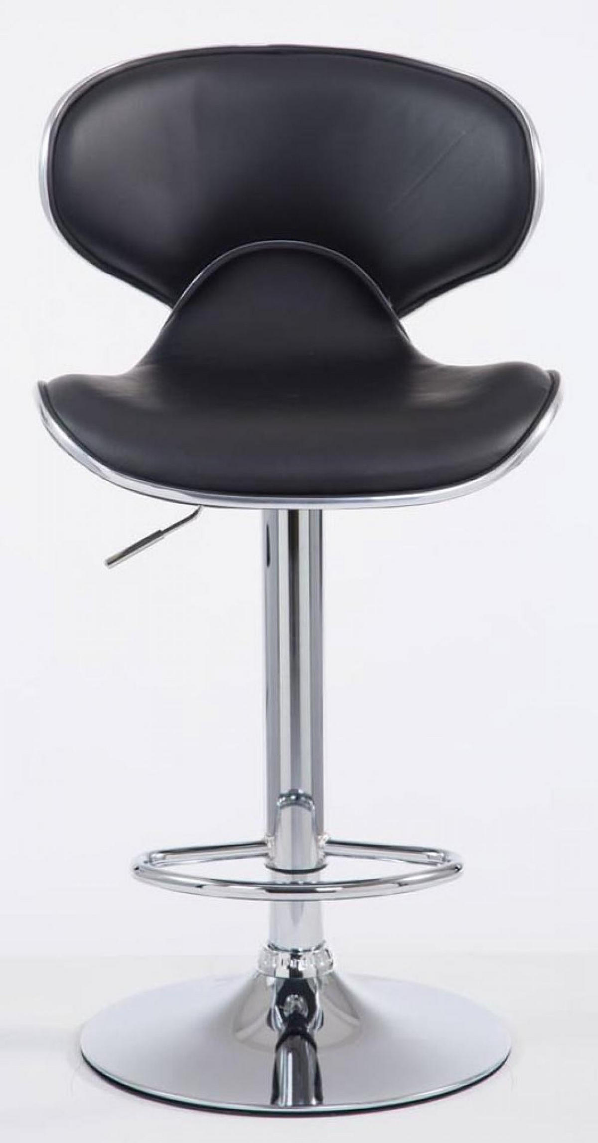 BARHOCKER 2er Set Lederlook schwarz - Chromfarben/Schwarz, Textil/Metall (46/88/49cm) - CLP