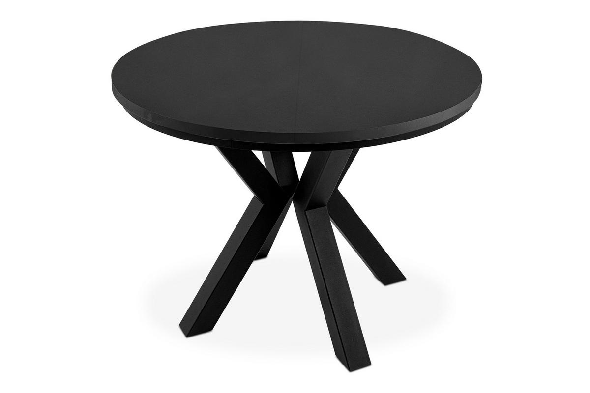 ESSTISCH ROSTEL Ausziehbar 100-180cm Rund, mattschwarz - Schwarz, Holz (100/180/75cm) - KONSIMO®