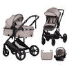 KOMBIKINDERWAGEN Amore 3 in 1 braun Babyschale Adapter Wickeltasche Fußabdeckung - Beige, Metall (95/63/105cm) - Chipolino