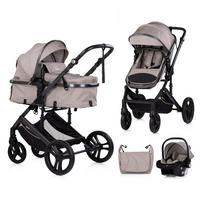 KOMBIKINDERWAGEN Amore 3 in 1 braun Babyschale Adapter Wickeltasche Fußabdeckung - Beige, Metall (95/63/105cm) - Chipolino