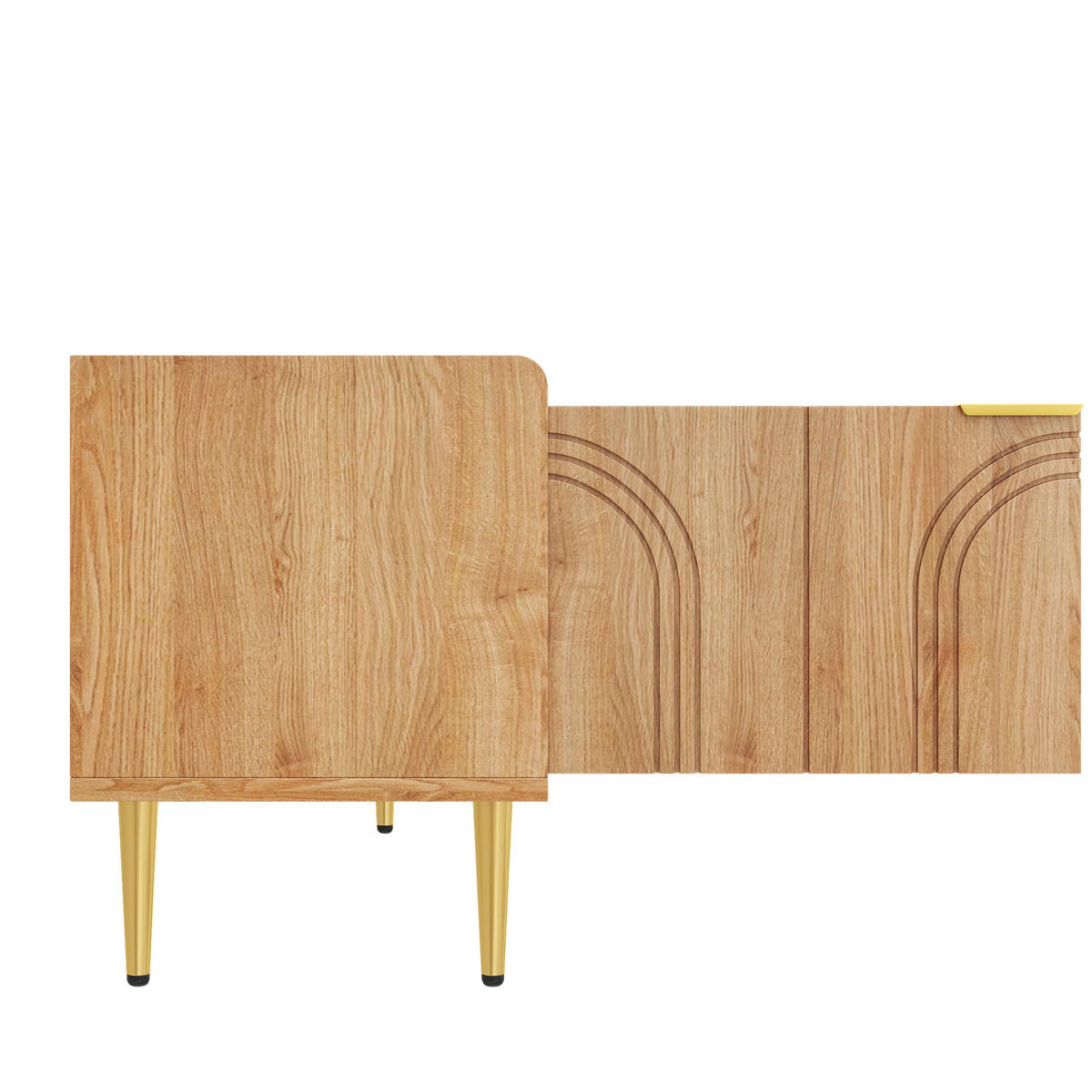 TV-SCHRANK 170cm strukturierte Tür Goldgriffe modern - Naturfarben, Holzwerkstoff (35/47.5/170cm) - FLIEKS