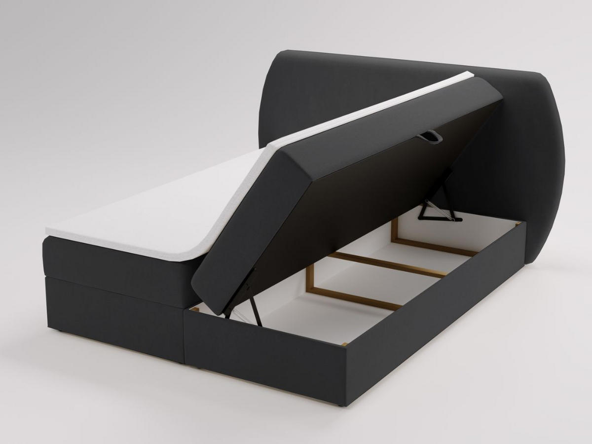 BOXBETT Bogota 140x200 Schwarz - Schwarz, Holz/Textil (140/200cm) - Graingold