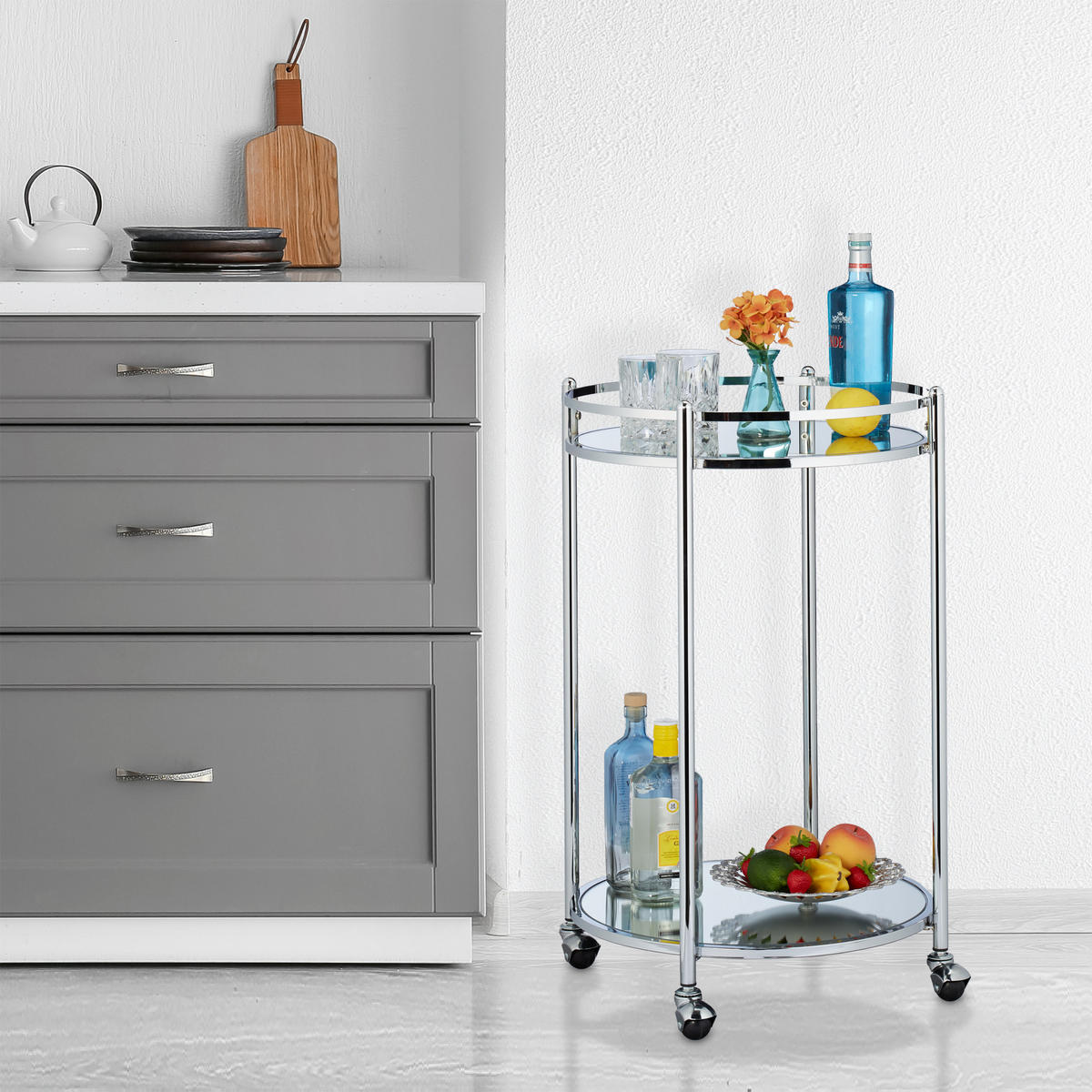 SERVIERWAGEN - Multicolor, Glas/Kunststoff (50/75/50cm) - Relaxdays