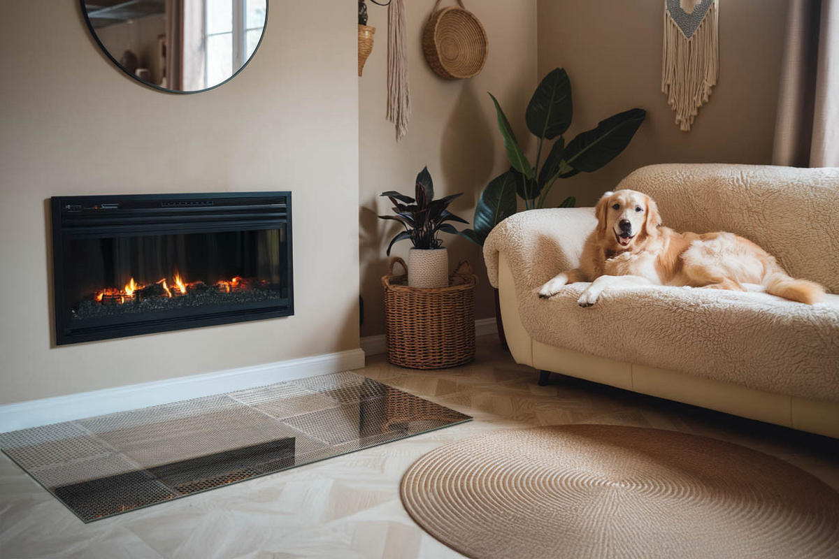 GLASPLATTE für Kamin 140x70 cm Beige - Beige, Glas (140/70/0.4cm) - ArtPrintCave