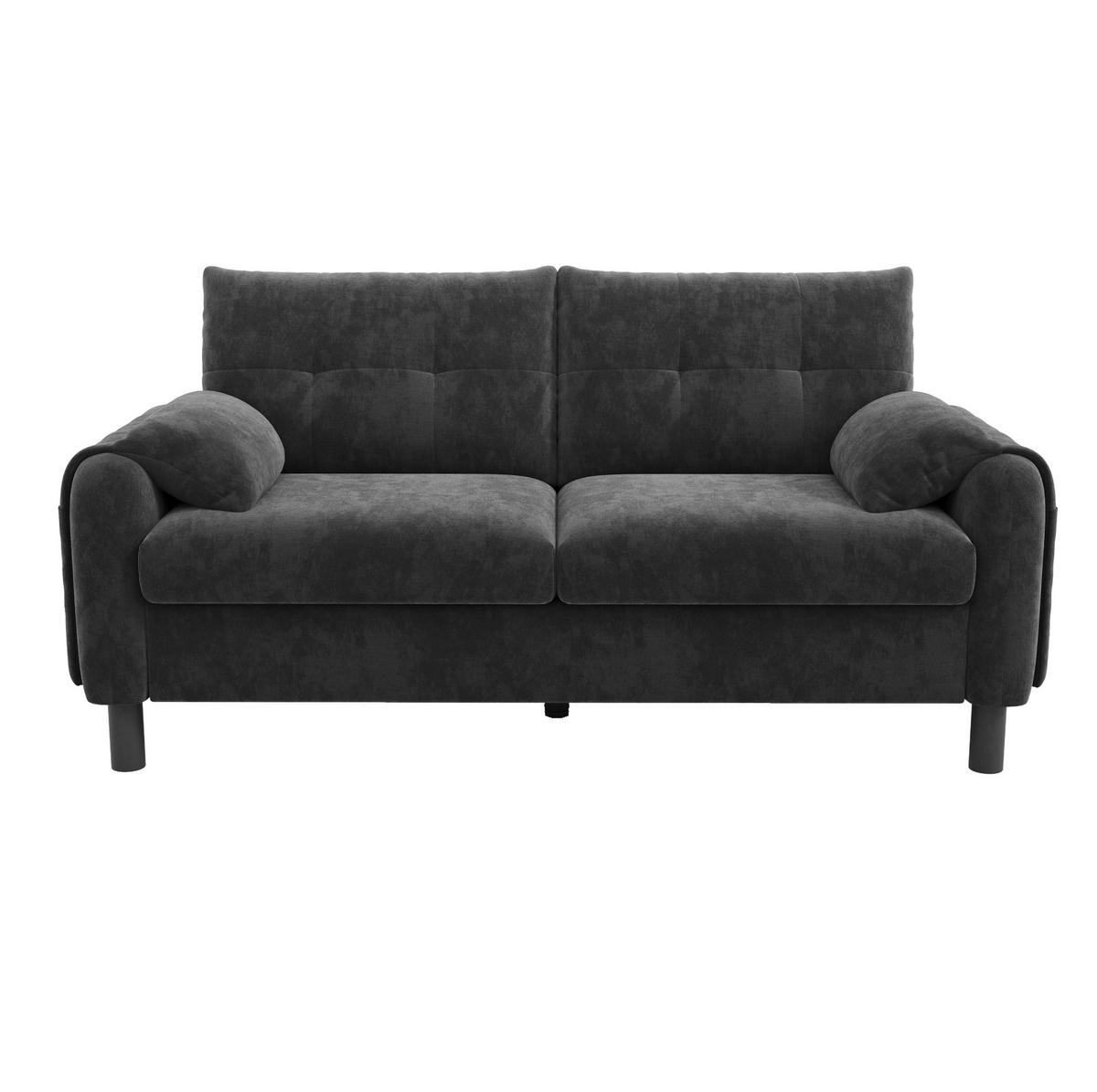 SOFA 2-Sitzer 158 x 80 x 88,5 cm Chenille Gray - Grau, Holzwerkstoff (158/88.5/80cm) - Meubliv