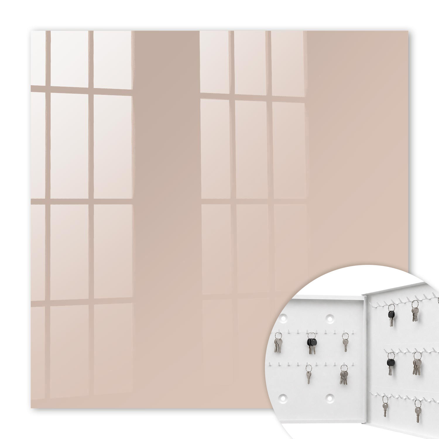 SCHLÜSSELBOX Weiß 30x30 cm – Türöffnung nach rechts - Beige-Rosa - Pink, Metall (30/30/5cm) - TULUP