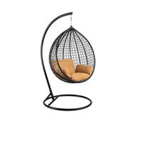HÄNGESESSEL Cobe Schwarz, Braun Kissen, Garten Hängesessel Kokon aus Technorattan - Schwarz/Braun, Kunststoff/Metall (107/198/68cm) - Bettso
