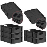 EUROBOX 5x NextGen Color mit Auflagedeckel 17x40x60 cm 34 Liter Schwarz Griffe schwarz offen - Anthrazit/Schwarz, Kunststoff (40/17/60cm) - PROREGAL