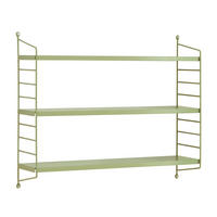 SADA NÁSTĚNNÝCH POLIČEK 3 KS Strängnäs - olivově zelená, kov (60/50/15cm) - [en.casa]