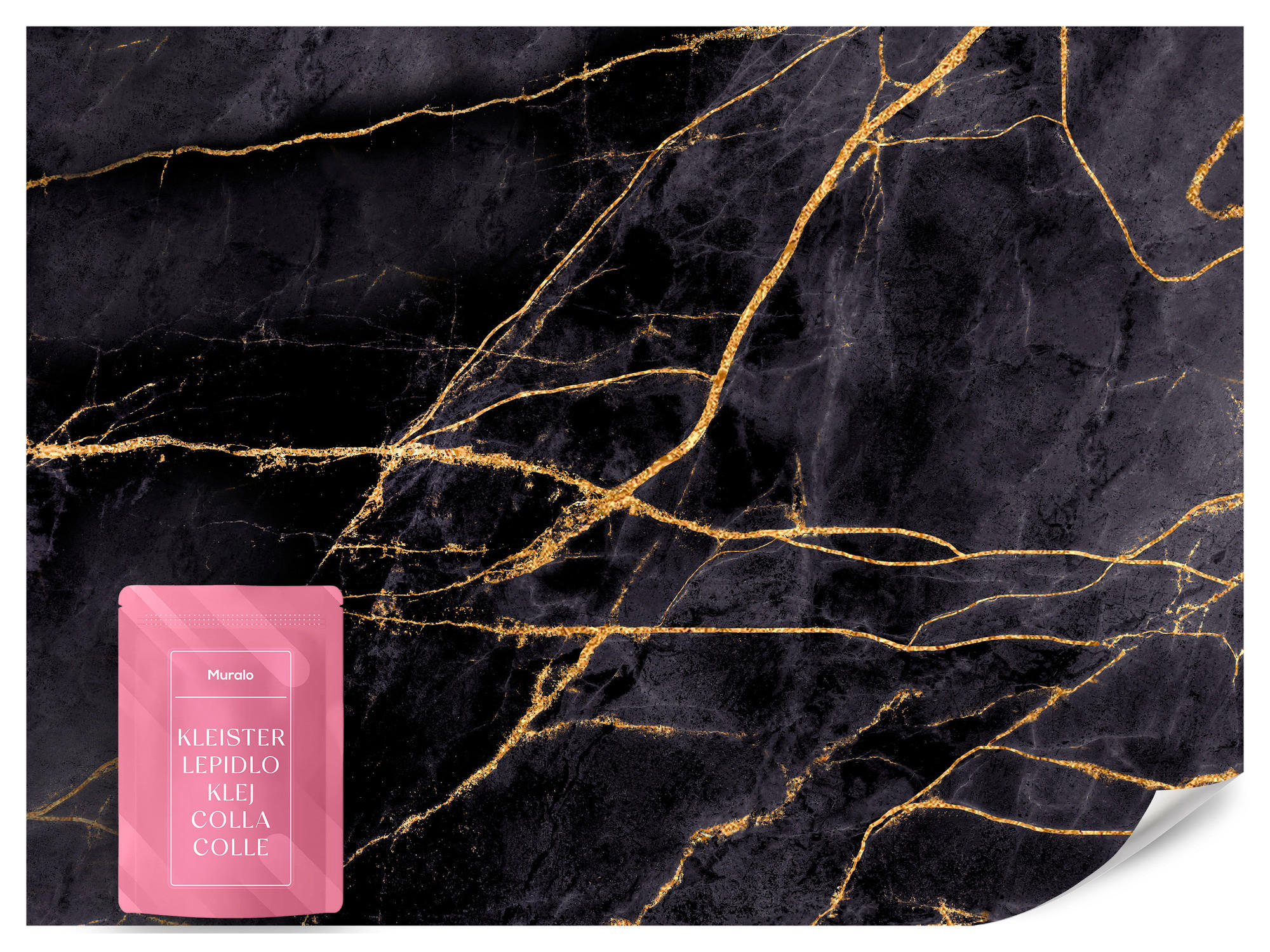 FOTOTAPETE Marmor Muster Abstraktion Glamour 200x140 - Beige/Schwarz, Papier (200/140cm) - Muralo