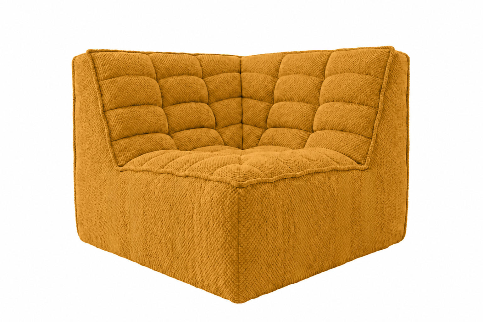ECKMODUL, Modul, Plüschstoff Pop, Senffarbe, LAZY - Gelb, Holz (93/76/93cm) - Kaiser Möbel
