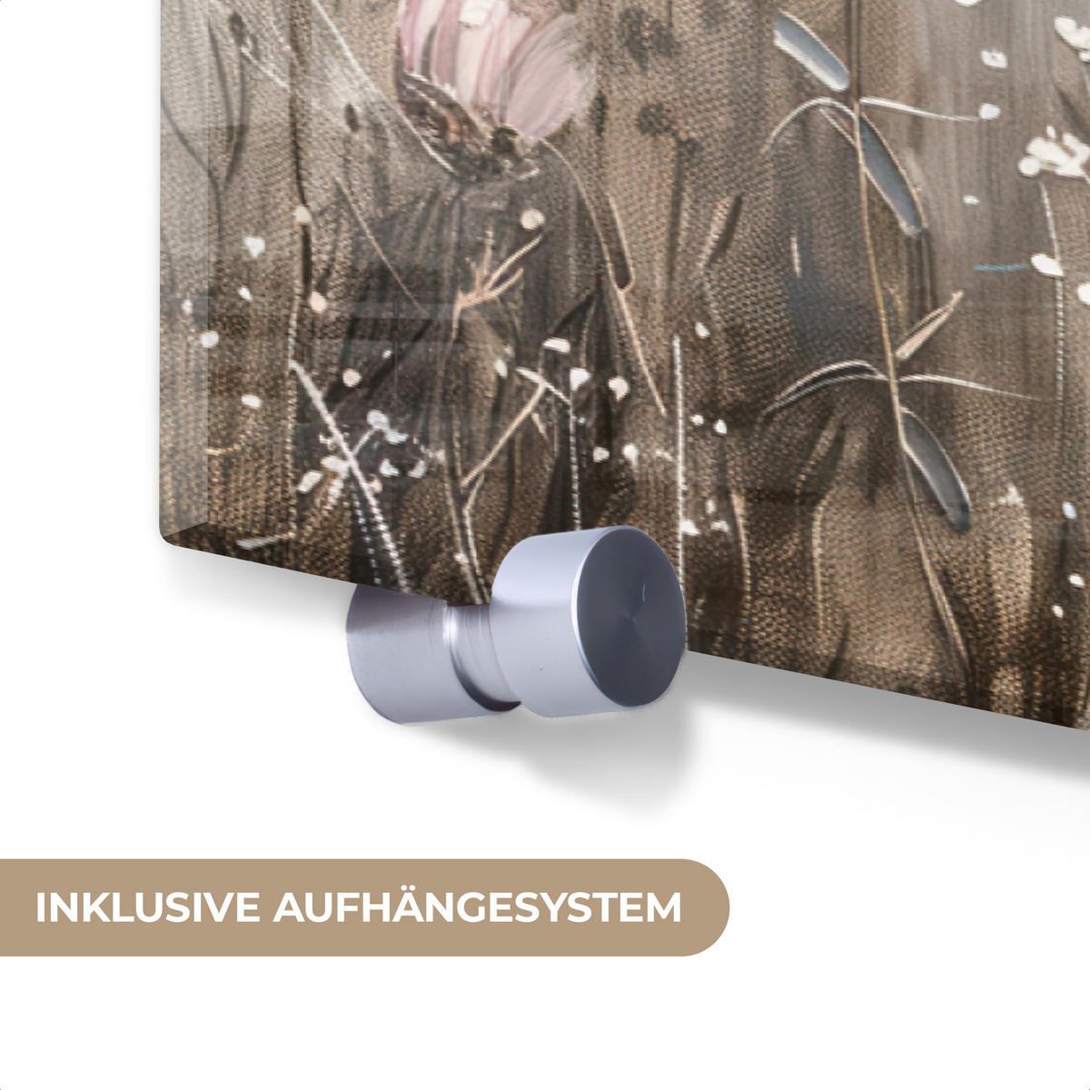 ACRYLGLASBILD Blumen - Rosa - Modern - Beige 120x80 cm - Beige, Glas (120/80cm) - MuchoWow