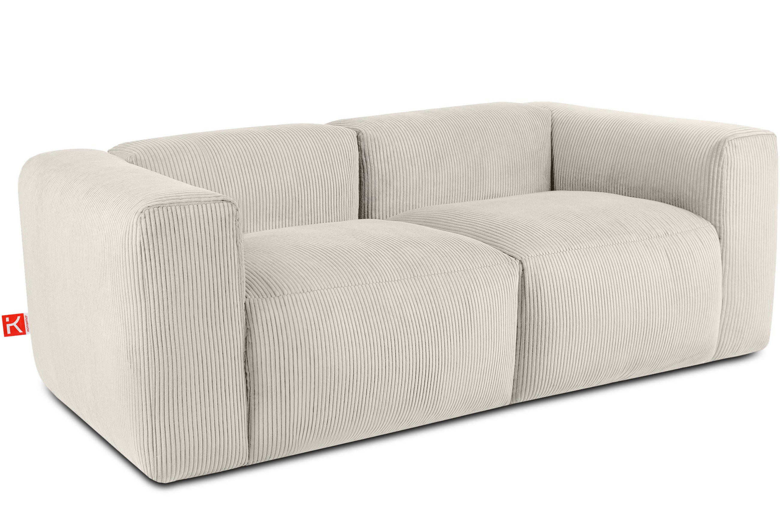 2-SITZER-MODULSOFA BUFFO mit extrem weicher und bequemer Sitzfläche, Kordstoff, cremefarben - Creme, Textil (210/73/96cm) - KONSIMO®